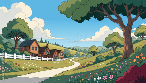landscape with village