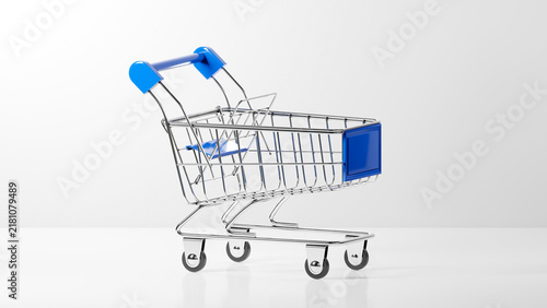 Foto A 3D shopping basket or trolley with an aluminum frame and Amnesia Blue upholste