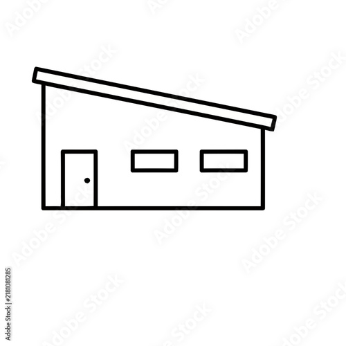 Simple building outline with a slanted roof
