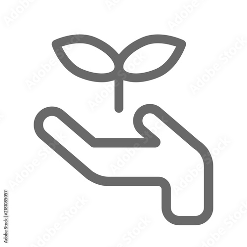vector leaf and hand icon