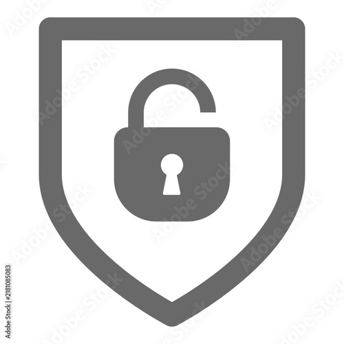 vector open lock icon with shield	
