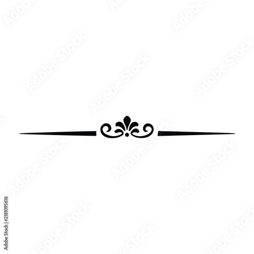 Vintage Decorative Divider Line With Elegant Ornamental Fleur-De-Lis Center Element And Tapered Flourishes