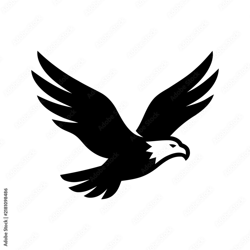 Fototapeta premium Minimalist Black and White Eagle Silhouette Vector Icon