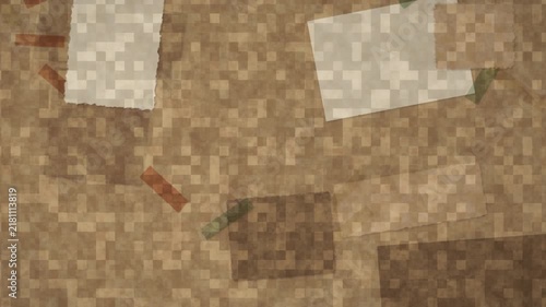 Stop motion animation of vintage kraft paper collage with textured washi tape scrapbooking background