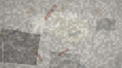 Vintage stop motion paper collage background featuring animated scraps of paper and washi tape