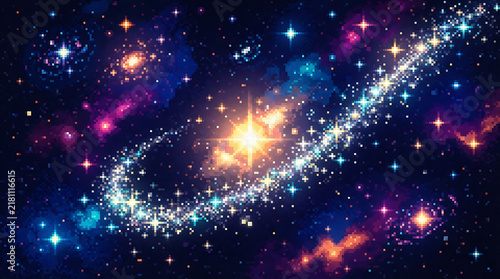 Colorful galaxy with swirling cosmic dust and stars