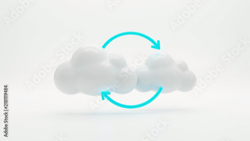 Tapety artystyczne Modern cloud icon with circular arrows indicating syncing or data transfer process in transparent background