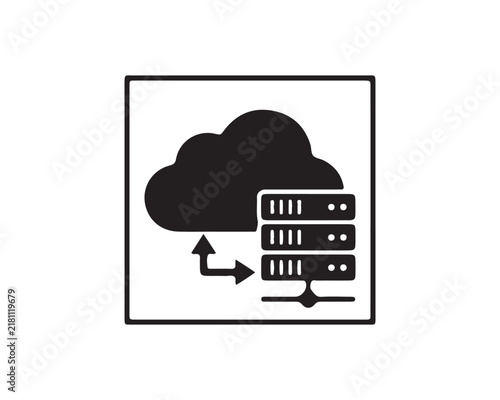 Plakat Cloud computing server icon showing data synchronization and connectivity