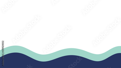 Abstract Wave Strata in Teal and Navy Over a Light Ocean Background.