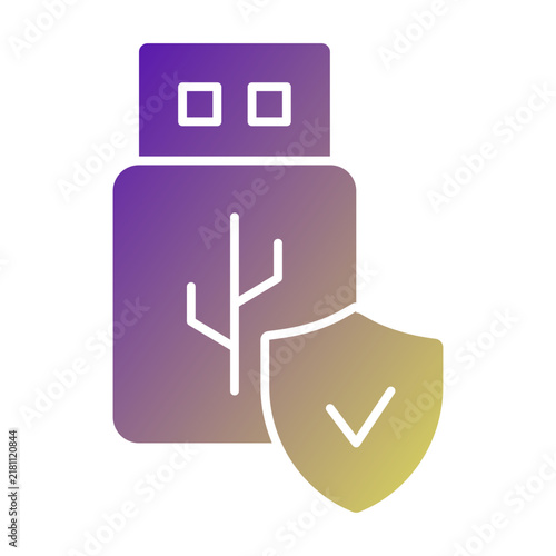 USB Security icon illustration. This is a vector single icon with a solid gradient style. It is suitable for various purposes, including website design, mobile app design, and logo design.