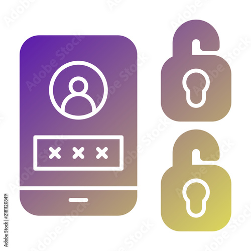 Two Factor icon illustration. This is a vector single icon with a solid gradient style. It is suitable for various purposes, including website design, mobile app design, and logo design.