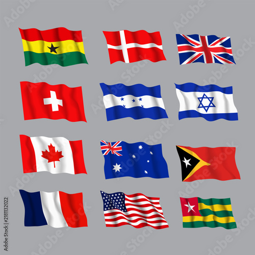  stock  set of flags from various countries
