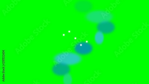 Abstract Blue Bokeh Particles Floating on Green Screen Background.