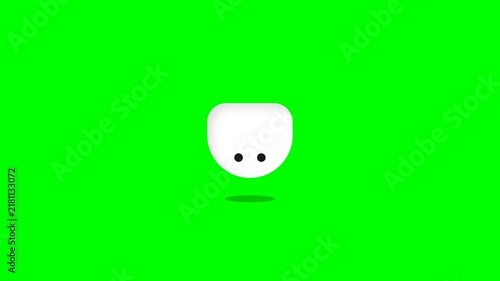 Cute White Blob Character Animation on Green Screen Background.