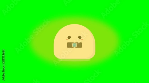 Cute White Blob Character Animation with Pacifier on Green Screen.