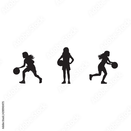 Basketball player silhouettes on a white background