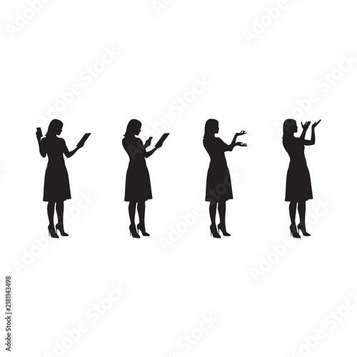 Woman Silhouette Series On White Background Minimalist Design