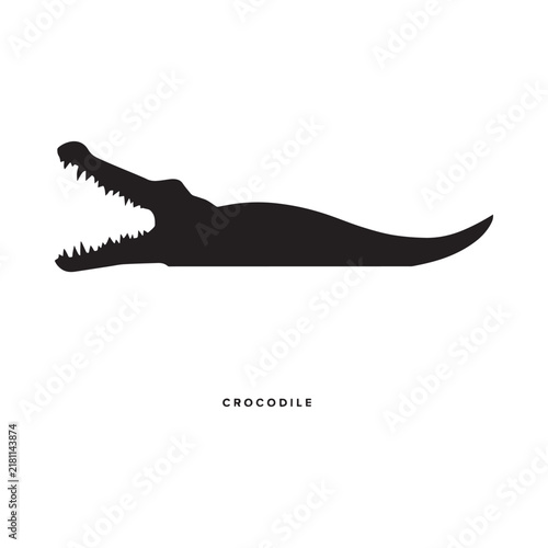 Crocodile Silhouette Against White Background Minimalist Animal Shape