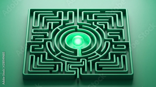 Creative Thinking Concept with Maze and Center Glow
