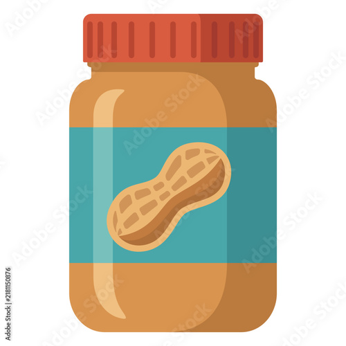 Peanut butter jar product flat vector illustration isolated on white background