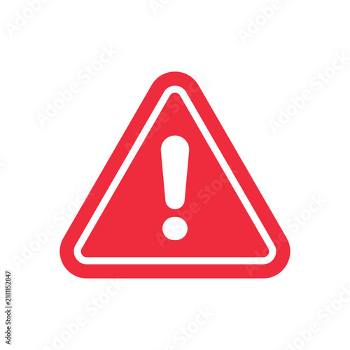 Universal red hazard warning symbol with exclamation point, signifying important alert or caution notice
