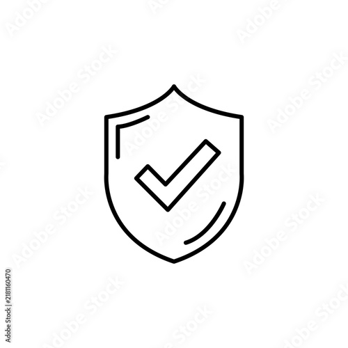 Shield icon with check mark symbol for security and protection