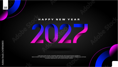 Happy New Year 2027 Colorful Celebration Banner on dark Background Vector