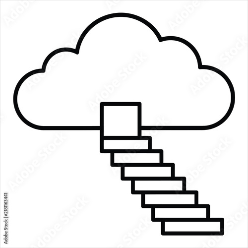 Photography Cloud with stairs outline icon depicting skyward path career progression success achievements and modern hosting