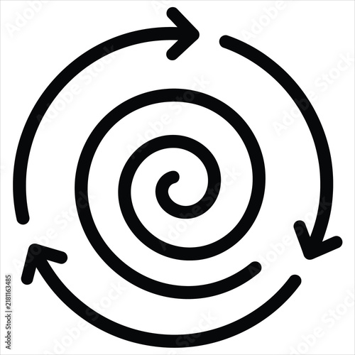 Bild auf Leinwand Continuous process icon featuring spiral arrow lines representing cyclical motion and repetitive workflow cycles