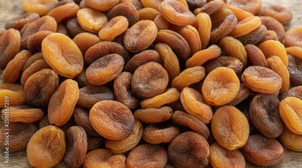Obraz premium Close up of a large pile of dried apricots with a rustic and natural texture