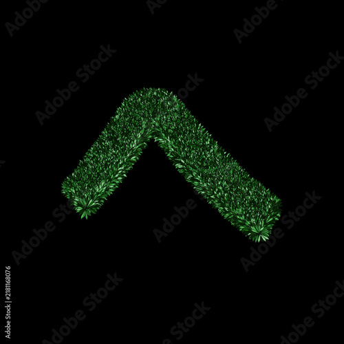 Konstfotografi Japanese hiragana character 'he' crafted from green leaves