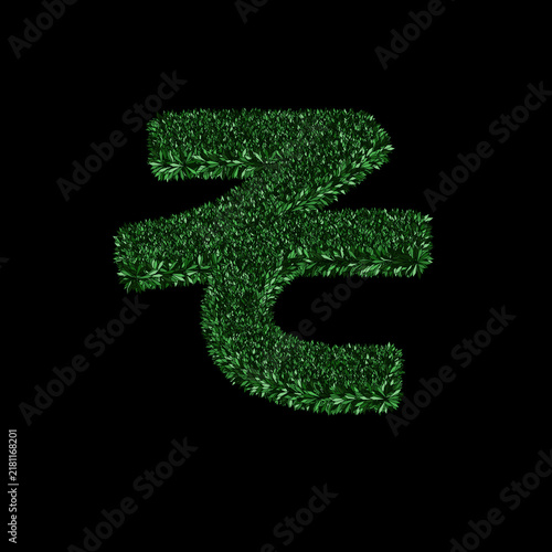 Cuadro en lienzo Japanese hiragana character 'te' made from green leaves