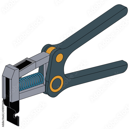 Industrial wire stripper tool vector illustration. Professional cable crimper and cutter equipment. Handheld electrical maintenance tool.