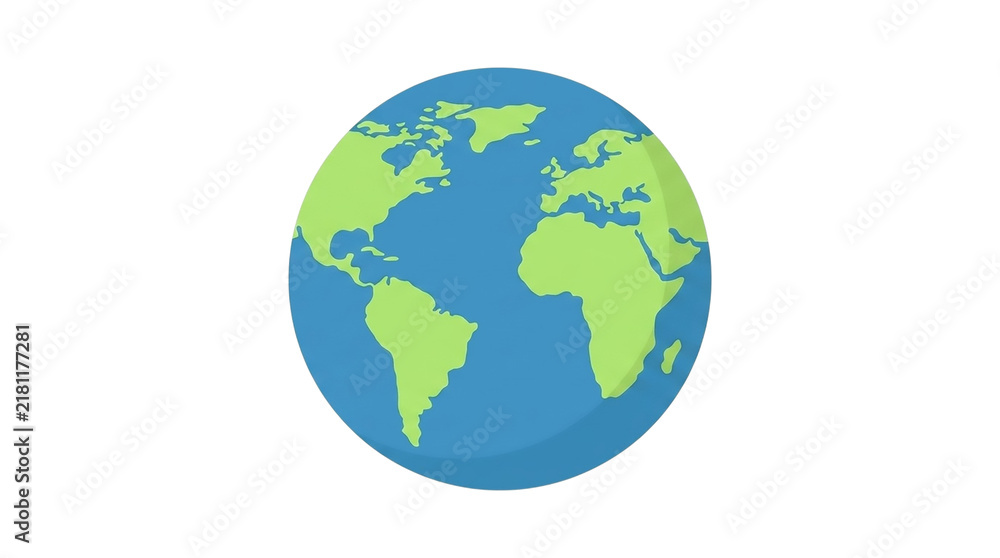 Fototapeta premium Flat Vector Earth Globe Illustration Isolated on White Background