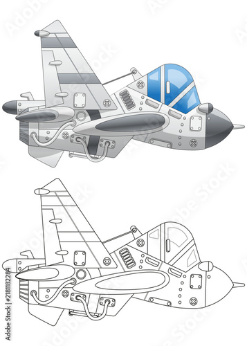 Russian combat aircraft. Fighter. Isolated on white background. Vector illustration.
