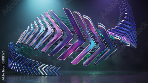 Obraz w ramie Abstract structural geometric pattern with repetitive chevron segments