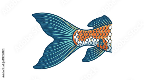 Close up of koi fish tail and scales.