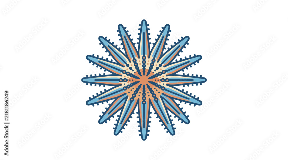 Obraz premium Stylized blue and orange starfish illustration