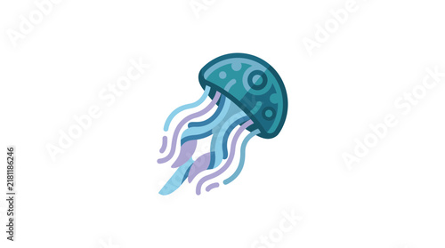 Stylized blue and purple jellyfish illustration.