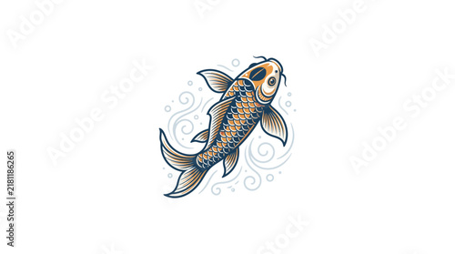 Stylized blue koi fish icon with splash details