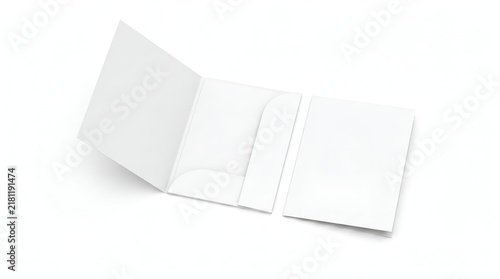 Clean White Presentation Folder Mockup Featuring Open and Closed Stationery Layouts on Isolated Background