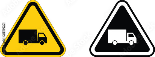 Truck Warning Icons featuring Heavy Vehicle Alert Symbols, Caution Signs, Transportation Safety, and Road Communication Designs