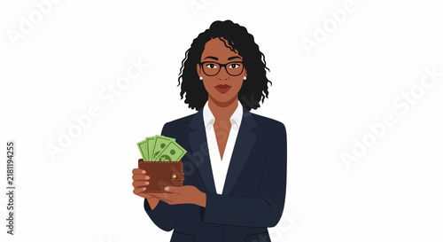 Foto African American Liquidity Manager Holding Blue Hourglass