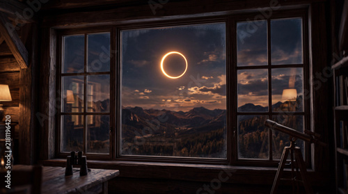 Ring of Fire Solar Eclipse Viewed Through Window