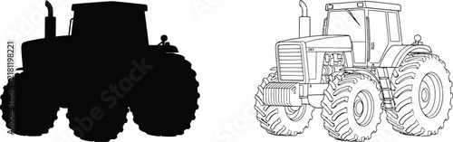 Tractor Vector Illustration with Two Different Designs
