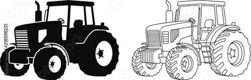 Tractors in a Flat Vector Illustration Style Featuring Farming, Agriculture, Graphic with Design