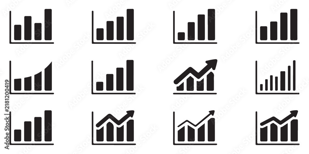 Obraz premium Rising bar chart graphics illustrating business expansion and upward financial trends with arrows for economic progress.