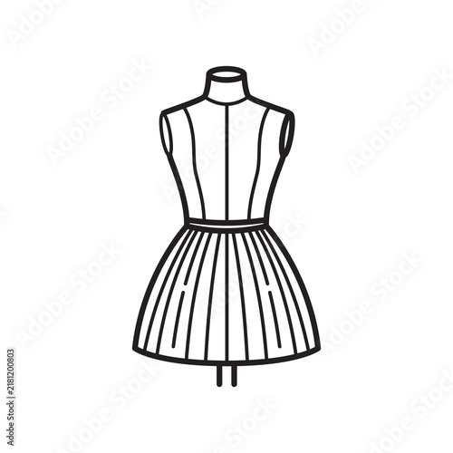 Quadro su tela Minimalist line icon of a tailor mannequin torso on a stand for dressmaking and fashion design