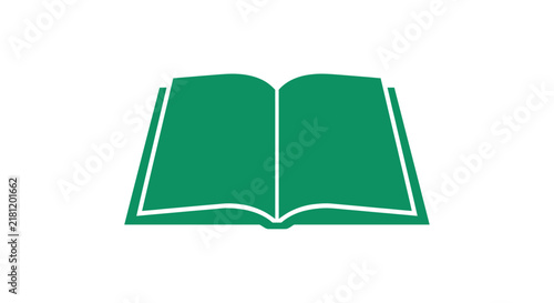 Obraz na plátně Open book silhouette with green fill and white outline