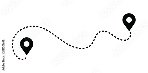 Route location dotted line with pointer map design vector